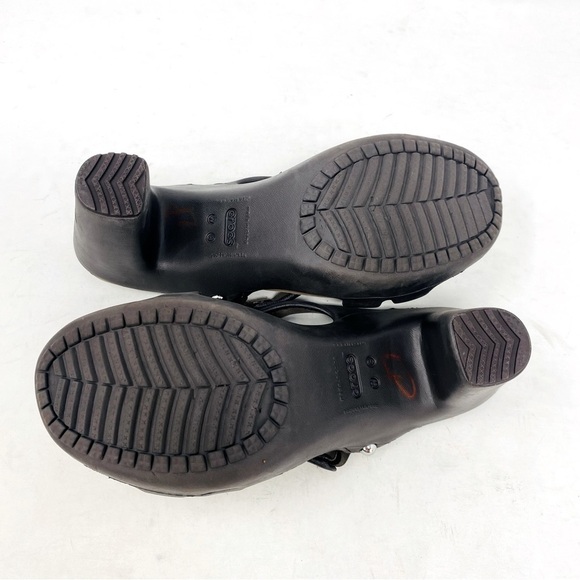 CROCS Brown Cyprus IV Comfort Heel Sandals Size 9 - Picture 8 of 8